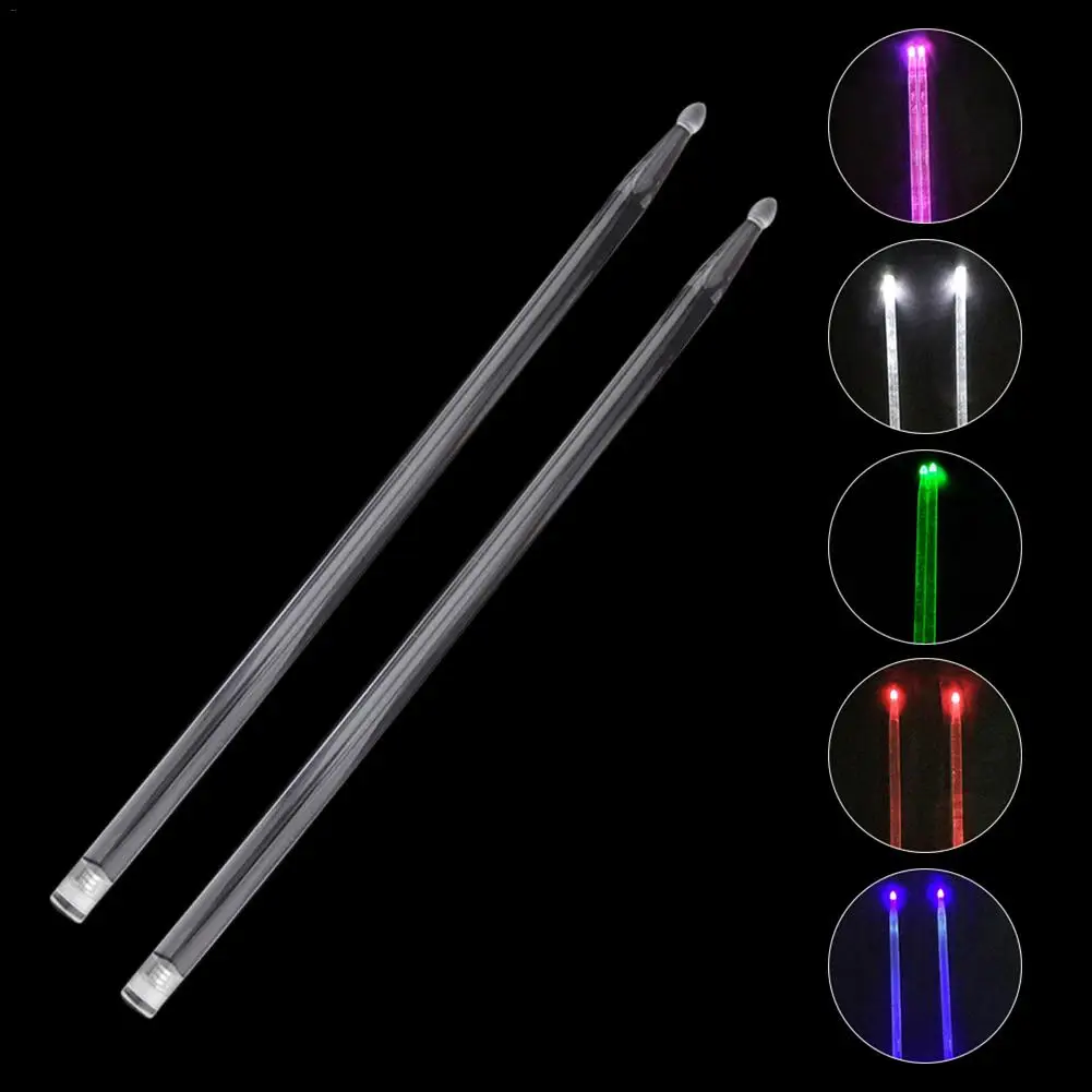 Luminous Drumsticks, Stage Jazz Drumsticks, Bright LED Light Up Drum Stick, Glows In The Dark, 5A Acrylic Material