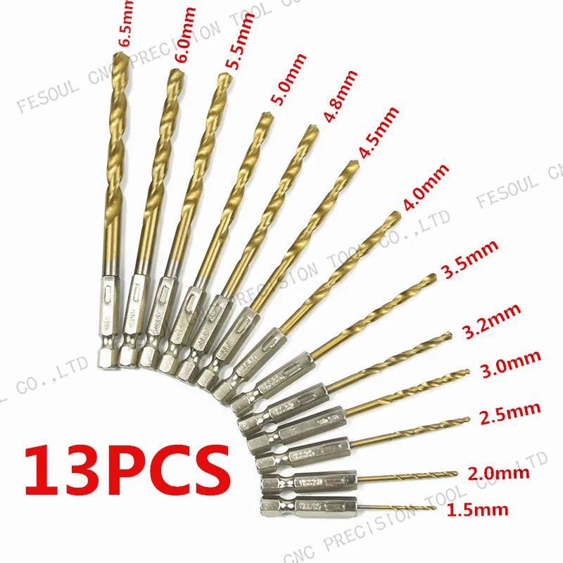 Набор спиральных сверл 13Pcs 1.5mm 6.5mm бесплатная доставка набор Сверл из