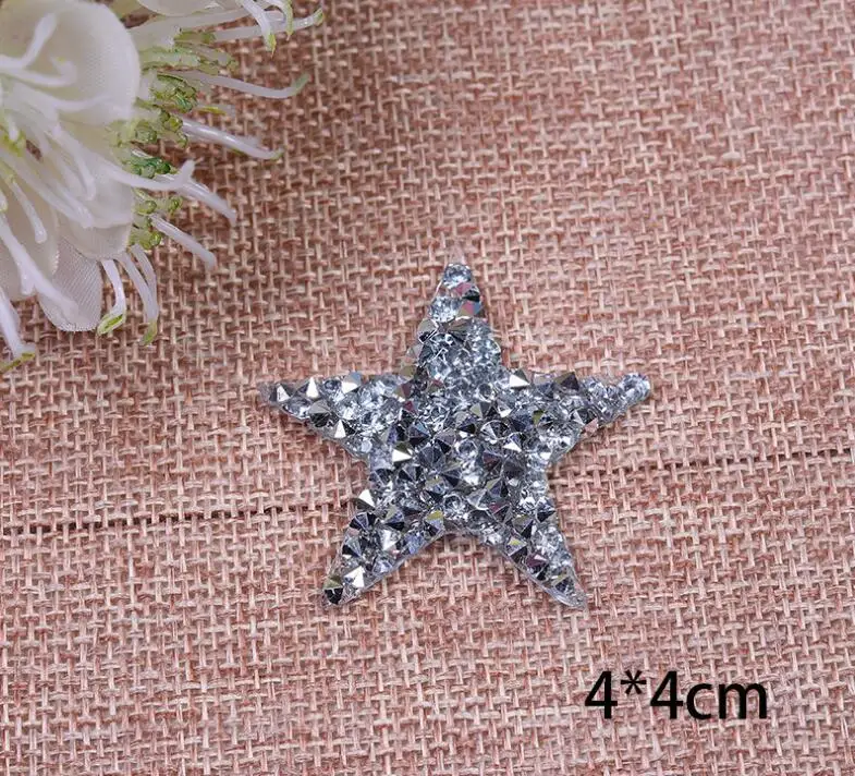 4X4CM silverr Звездный дизайн hotfix Стразы мотив железо на патчи аппликация для передачи тепла одежды мешок обуви diy - Цвет: 4X4CM silverr
