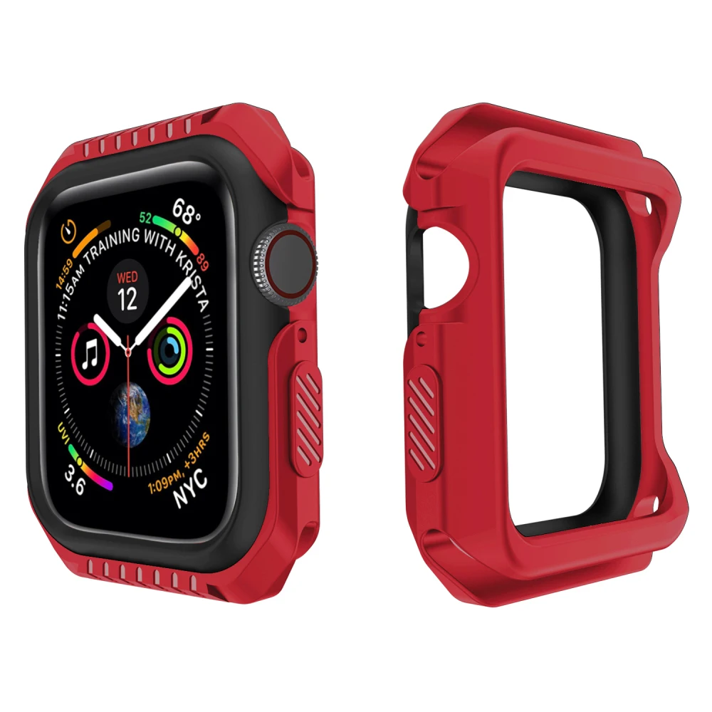 Жесткий защитный чехол из силикона и поликарбоната для Apple Watch 5, 4, 40 мм, 44 мм, защитный чехол-бампер для iWatch Band Series 3, 2, 1, 38 мм, 42 мм