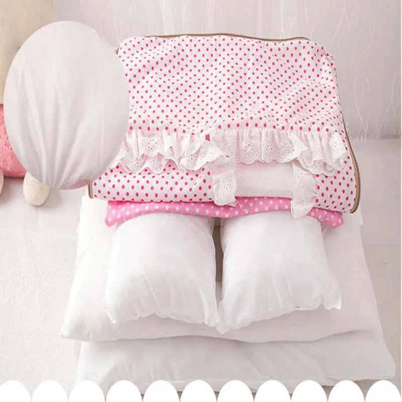 Элегантный розовый/синий горошек для питомцев щенков принцесс кровать собак