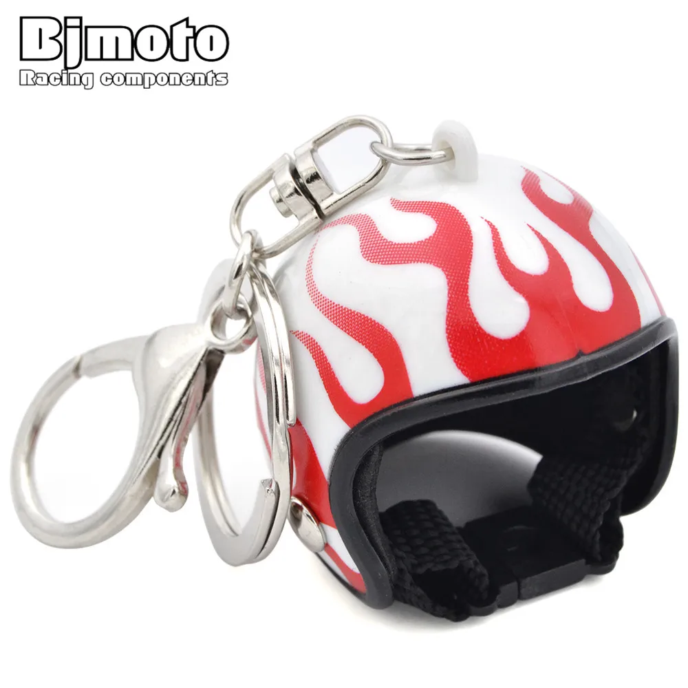 BJMOTO 1PC Модный брелок для мужчин и женщин, Ключевое кольцо С красными пламенами, Мотошлем Цепь для автомобиля, кошелька, сумки, подарок, известность на.