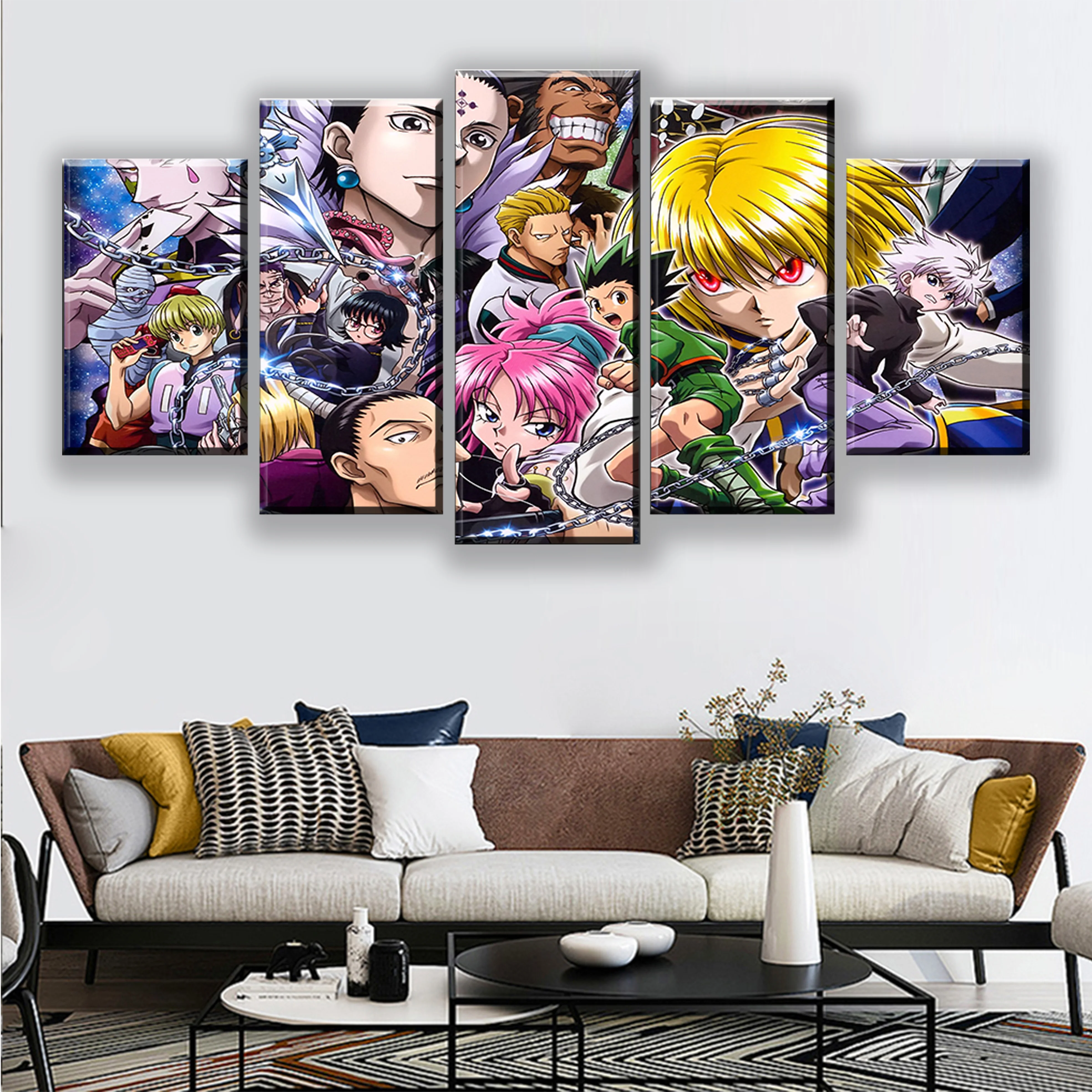 

Canvas HD Painting 5 Pieces Hunter X Hunter Pictures Cartoon Home Decor Modern Printed Poster For Living Room Wall Art Framework