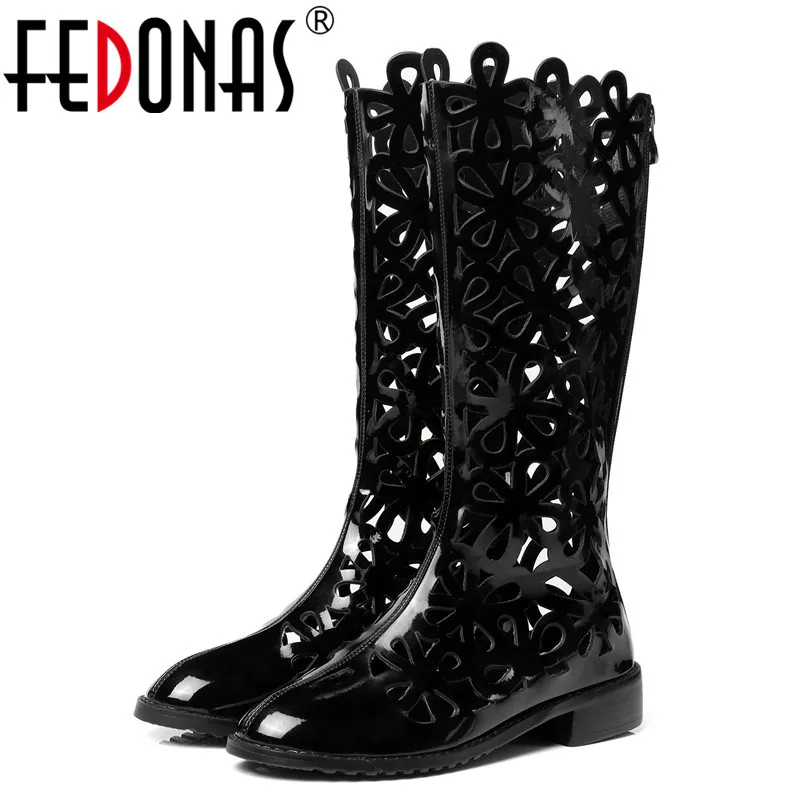 FEDONAS/модные женские сапоги до колена Высокие из мягкой искусственной кожи с