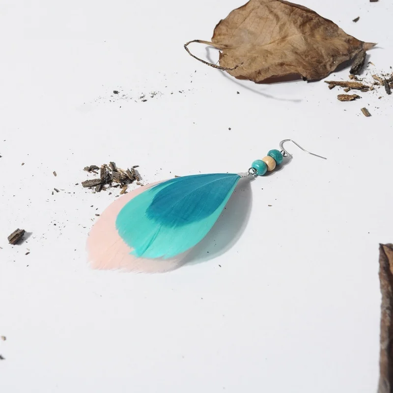 Новые стильные богемные серьги с тремя слоями женских розовых перьев | Украшения