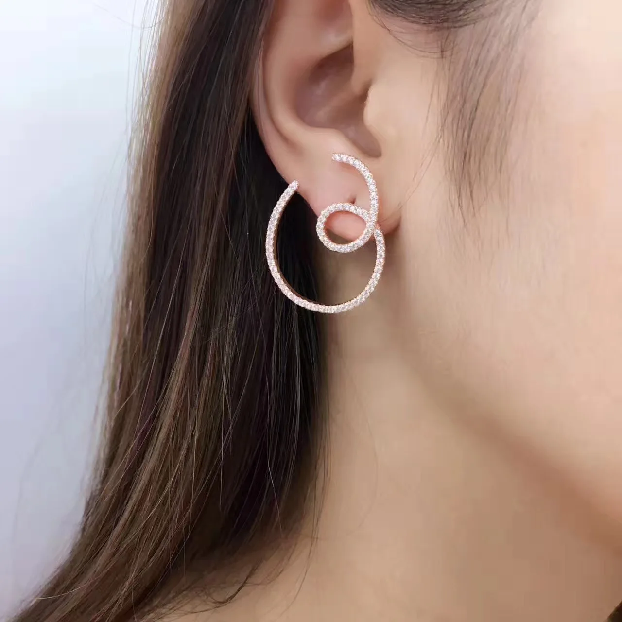 Женские серьги с перекрестными линиями SLJELY из стерлингового серебра S925 пробы