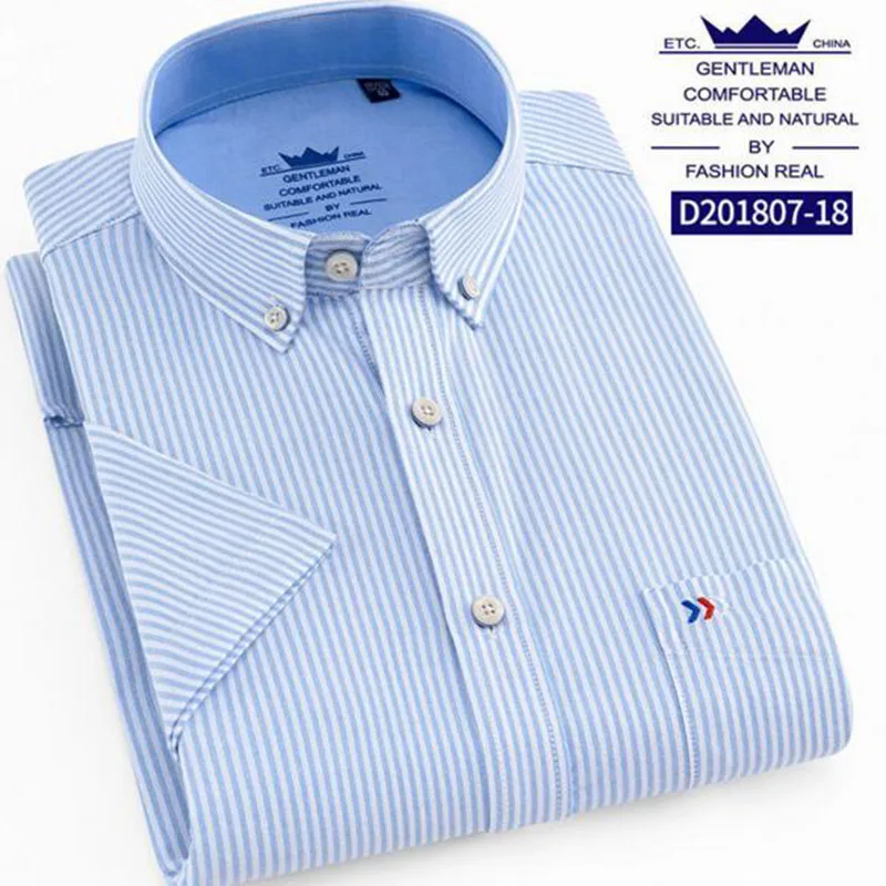 Мужские рубашки с коротким рукавом на лето и весну Camisa отложным воротником из