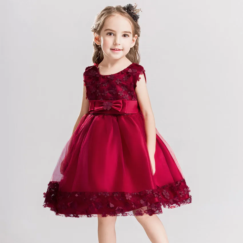 

2017 new Girls Kids lace flower Princess show dress comfortable cute baby Clothes Children Clothing