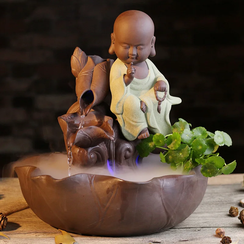 110/220 в керамический милый монах фэн шуй фонтан для воды отель рыбные резервуары