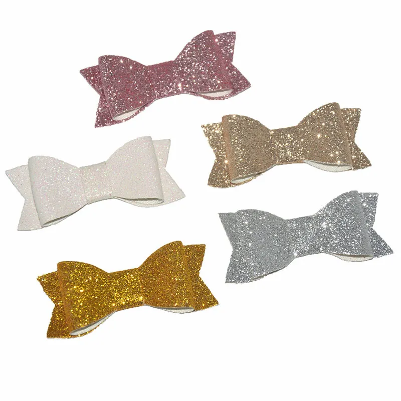 12 шт 7 см блестящие банты для волос зажимов с плоской задней частью DIY из бутика