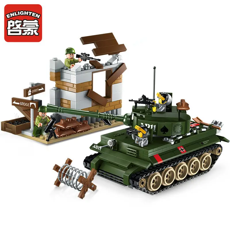 Вторая мировая война классический/Танк тигра/миномет/Военные фигурки бойцов