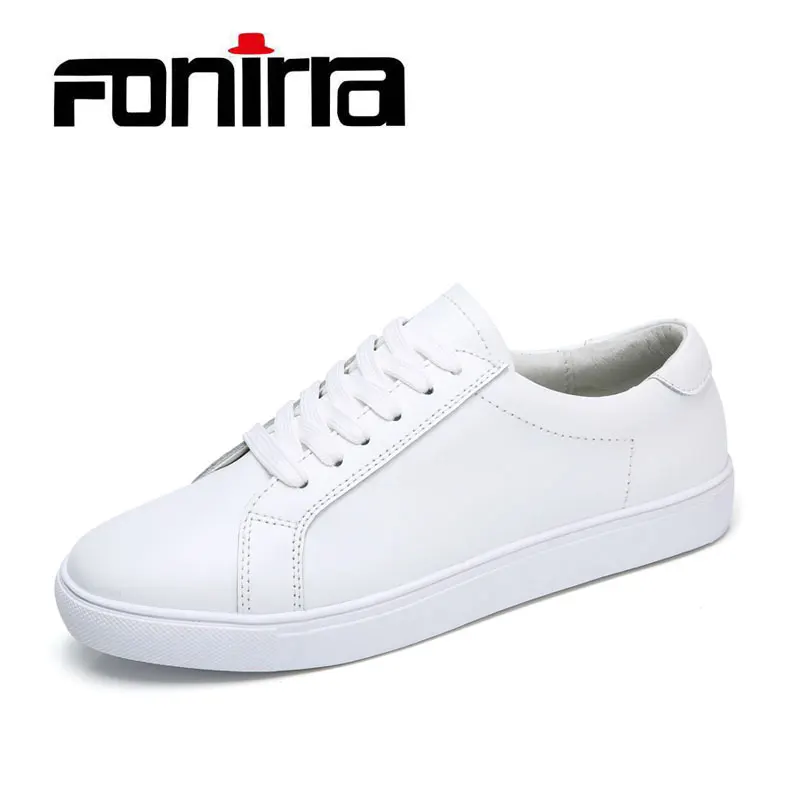 FONIRRA Spring Split Leather Cross Tied Withe Sneaker Women Shoes Black Flat Casual Genuine 113 | Обувь