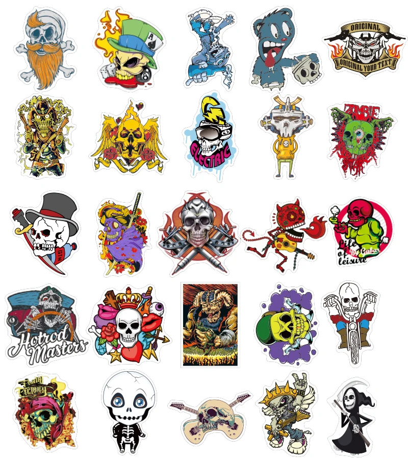 50 шт./лот водонепроницаемые наклейки Череп наклейка каракули граффити игрушка