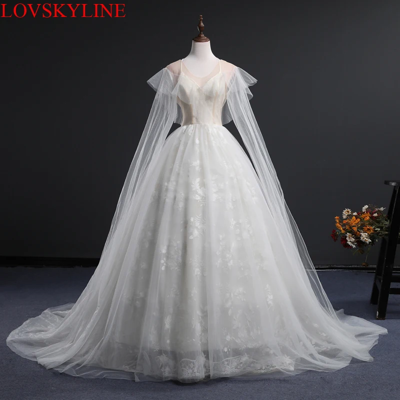 

Luxury New Style Sexy Sweep Train Lace up Back Embroidery Long Sleeves Wedding Dress Bridal Bride Dresses