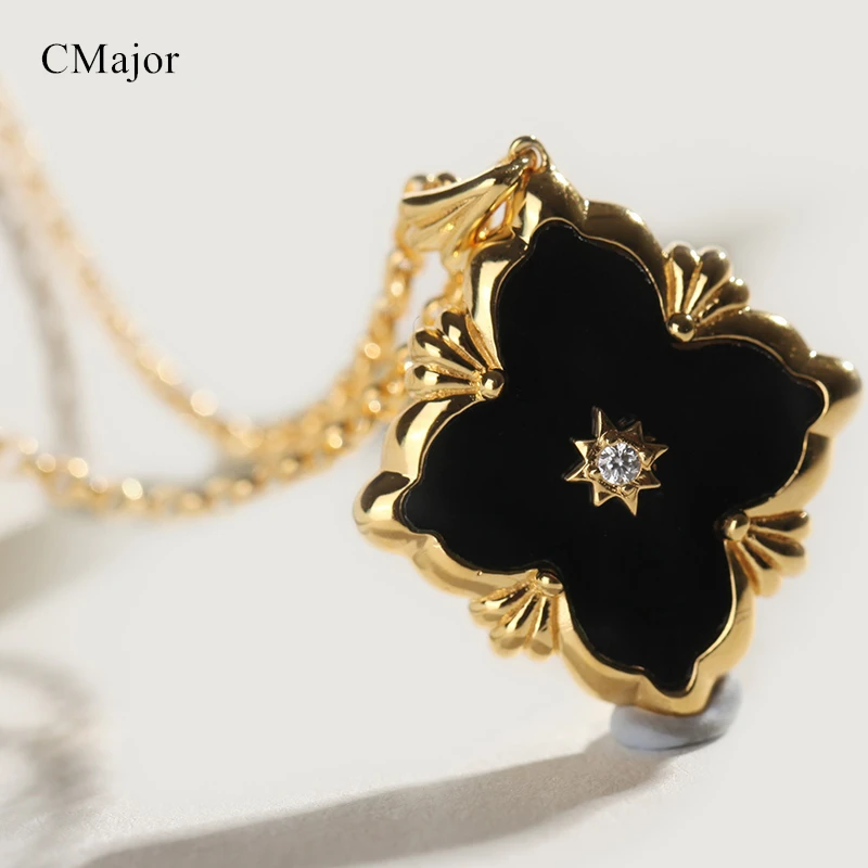 Cmajor, чистое серебро, ювелирное изделие, дворец, Ретро стиль, роскошный четырехлистный клевер, подвеска, ожерелья для женщин, на День Святого Патрика