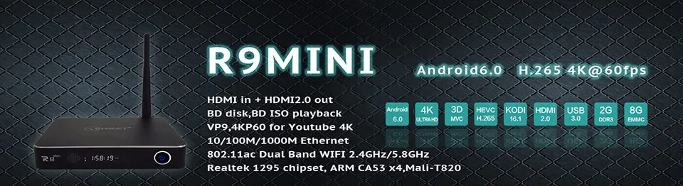 EWEAT R9PLUS Смарт ТВ приставка Android 6,0+ OpenWRT(NAS) Realtek RTD1295 2G/16G 802.11ac wifi BT4.0 1000M LAN медиаплеер