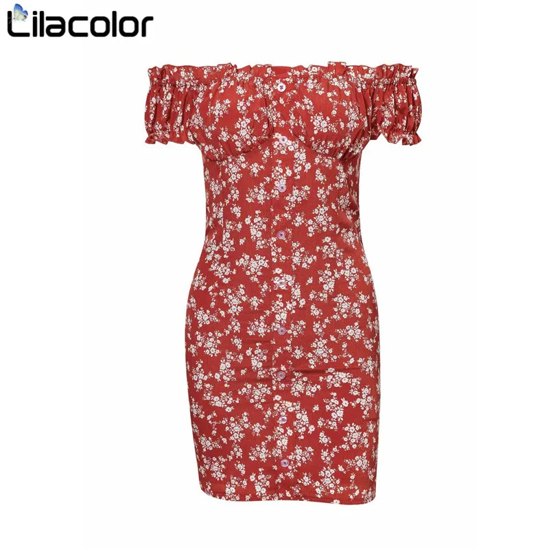 Скидка на пуговицы плечах женское тонкое мини платье 2019 летнее красное короткое