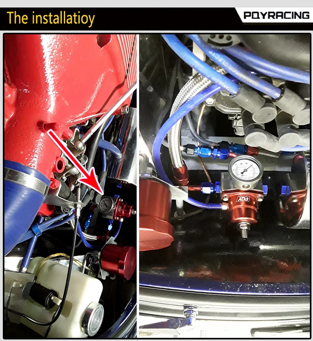 PQY-Универсальный Регулируемый регулятор давления топлива масла 160psi манометр 6 фитинг конец с/без Логотип pqy+ наклейка PQY 7843R