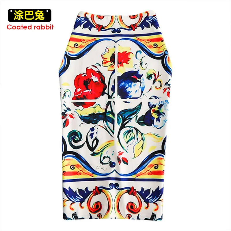 Осенняя Женская юбка карандаш до колена CR офисная с разрезом и высокой талией