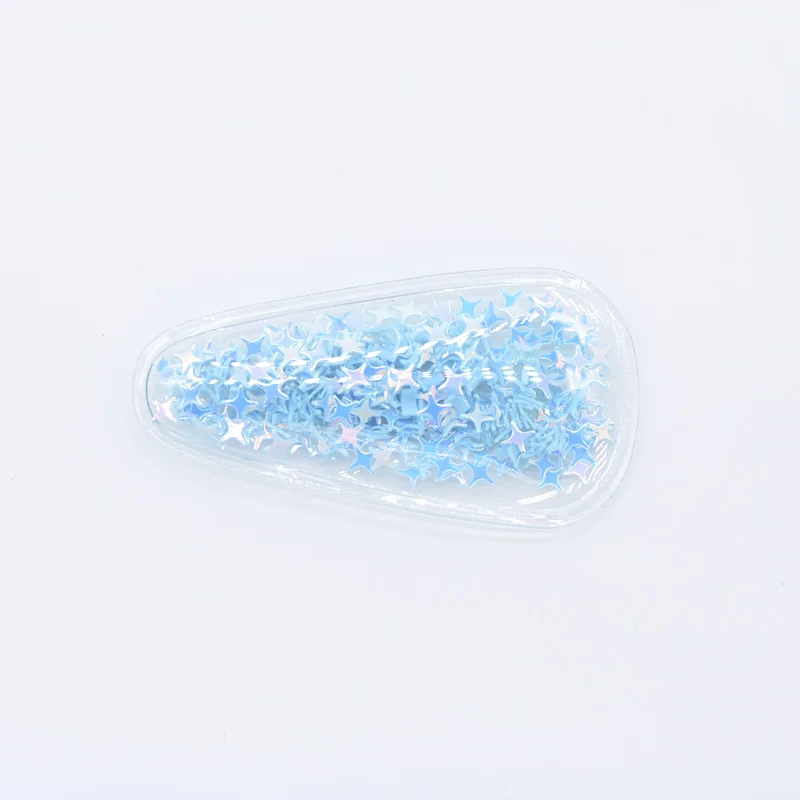 Blue 56*30mm Transparent Plastic Filling Multiple Styles Sequin Applique for DIY Headwear Hair Clips Handmade Sticker Accessories H29 - Цвет: Blue