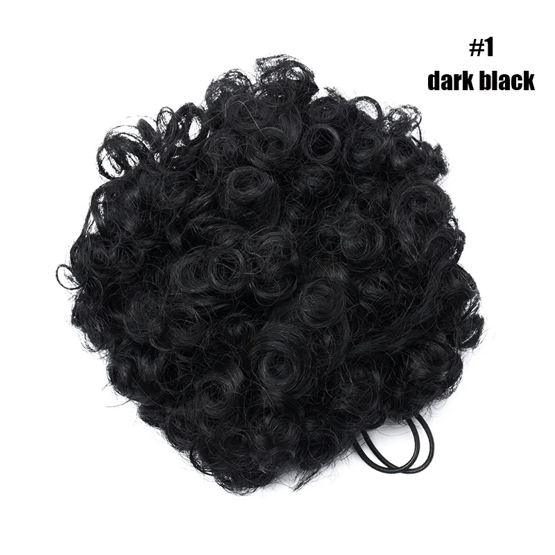 dark black S-noilite вьющиеся волосы пучок шнурок конский хвост Updo шиньон синтетический шиньон накладные волосы для наращивания пучок волос для черных женщин - Цвет: dark black