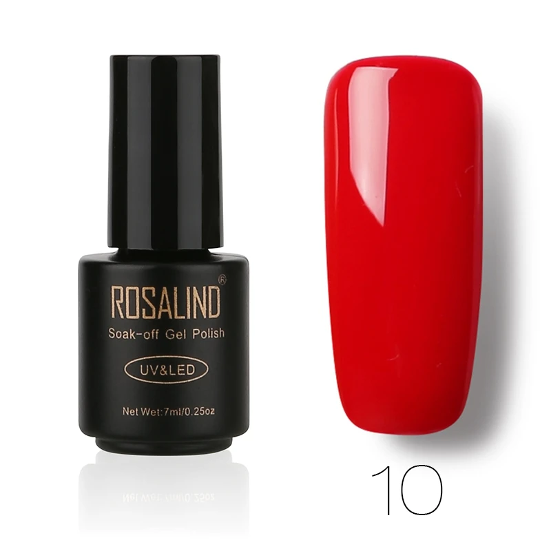 10 Бренд Rosalind, Гель-лак для ногтей, косметика, 1 шт., украшение для дизайна ногтей, высокое качество, винно-красный, розовый, 7 мл, замачиваемый, УФ светодиодный Гель-лак - Цвет: 10
