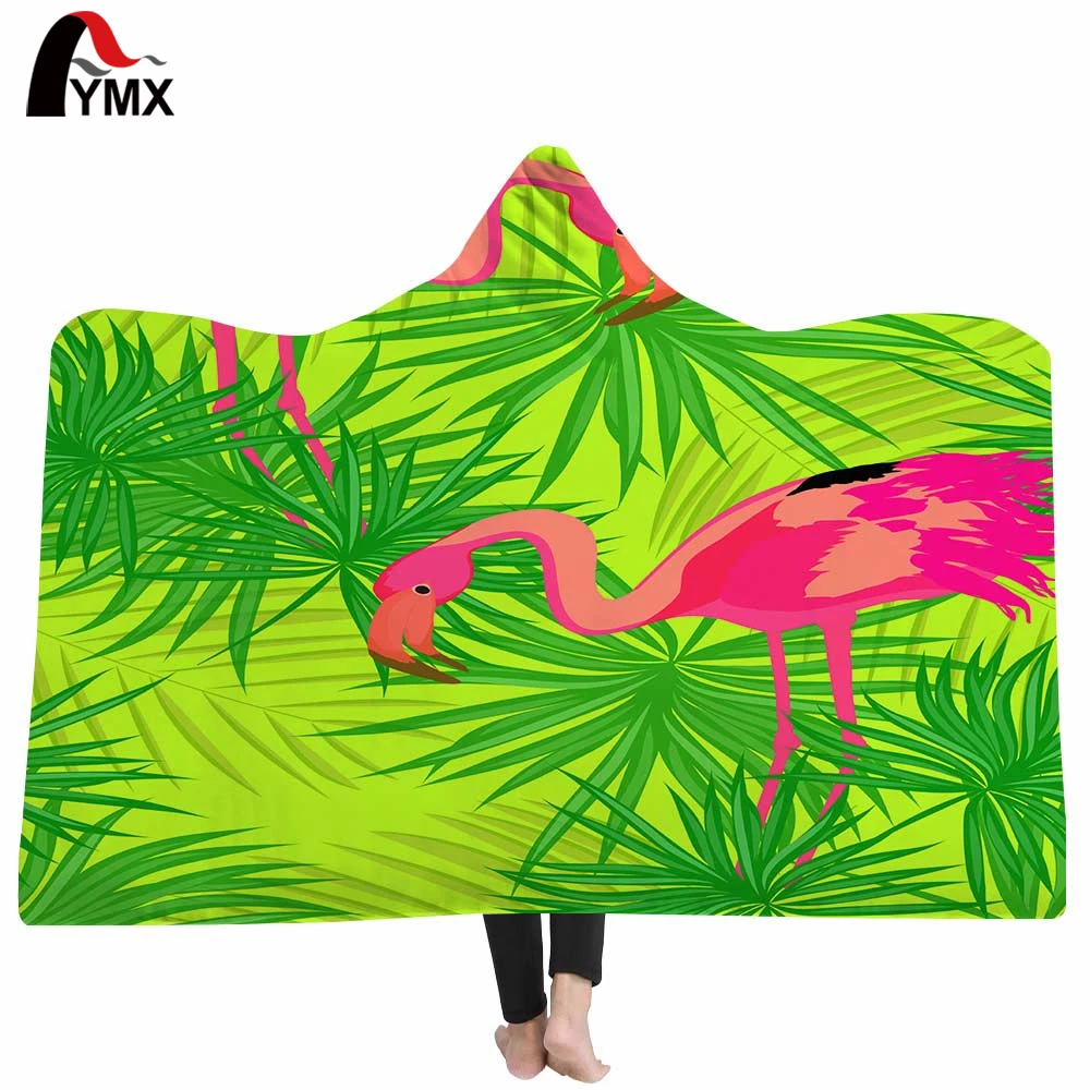 

FYMX Tropic Leaves Hooded Blanket Sherpa Fleece Wearable Throw Blanket 130cm-200cm Super Soft Wrapped Blanket For Adults Kids