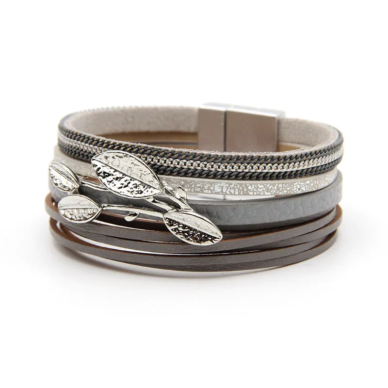 Женские многослойные браслеты ZG металлический браслет в богемном стиле из кожи