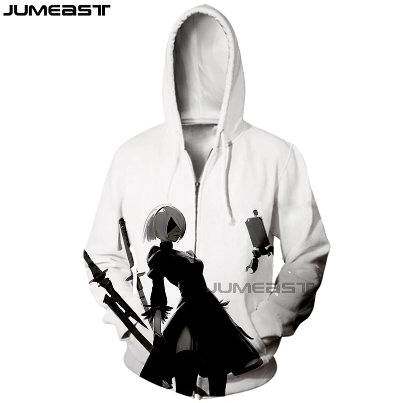 Jumeast брендовая мужская женская 3D печать NieR Automata куртка с длинным рукавом