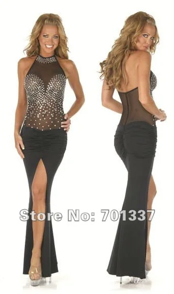 

Пикантные Женские Черные Вечерние Длинное нарядное платье Одежда для танцев платье для вечеринуи в BL673