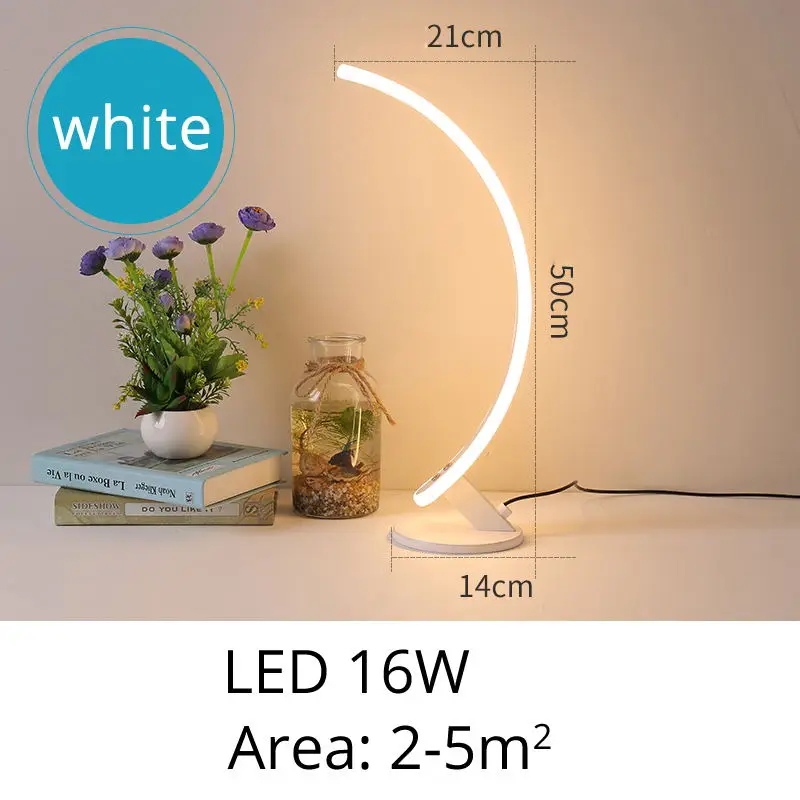white table light Современный художественный светодиодный настольный светильник с вилкой для ЕС/США, прикроватный светодиодный светильник для спальни, настольная лампа для гостиной, настенное освещение для дня рождения - Цвет абажура: white table light