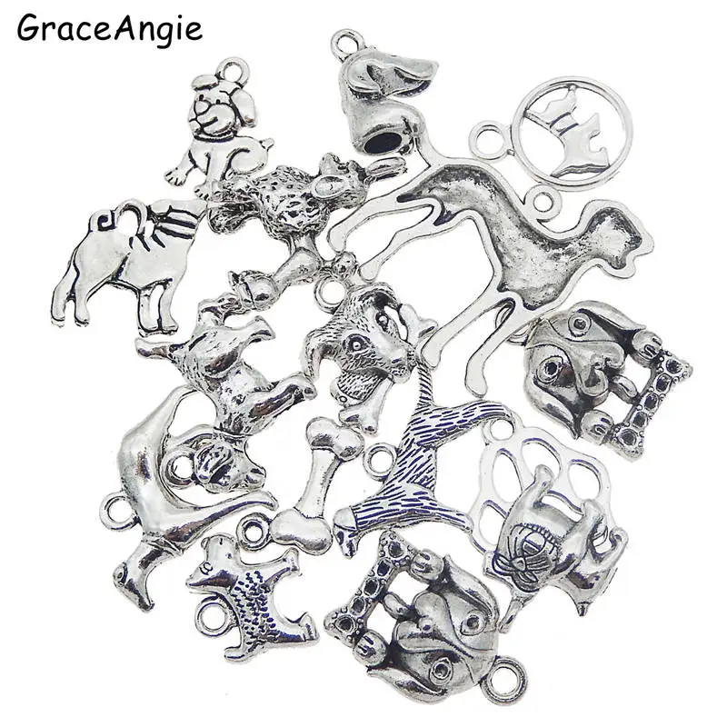 GraceAngie 15 шт Смешанные щенок собака Подвески для изготовления ювелирных изделий