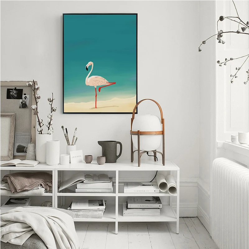 Современный минималистичный скандинавский Фламинго животные мультфильм Холст