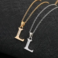 cursive 26 english initial alphabet l name necklace tiny english word initial letter monogram charm metal engagement necklace