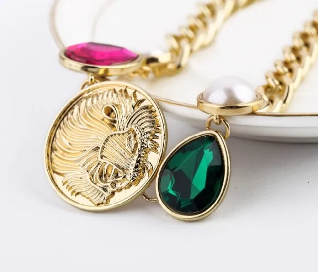 2014 New Unique Design Women Colorful Rhinestone Gold Chain Chunky Choker Bib Statement Necklaces N1507 | Украшения и аксессуары