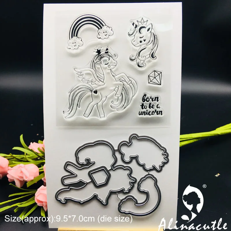 Прозрачные штампы высечки радуга единорог альбом для скрапбукинга бумага