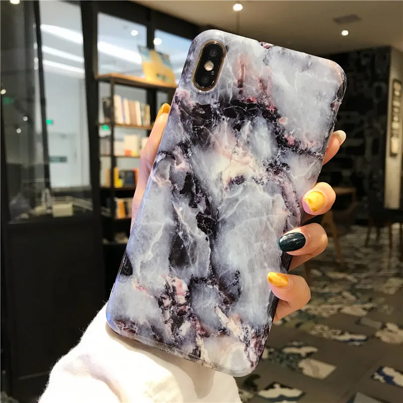 FLYKYLIN мраморный чехол для iphone 6 6S 7 8 Plus Coque X XS Max XR мягкий IMD силиконовый телефона fundas