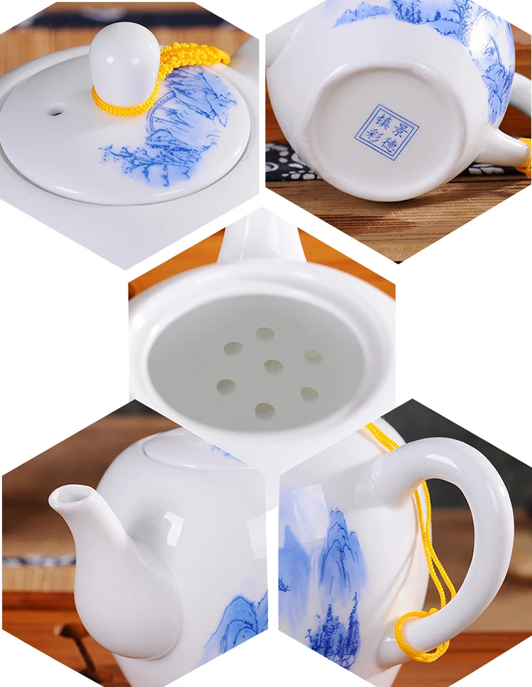 Китайский Синий и белый фарфоровый чайник изысканный керамический чайный набор
