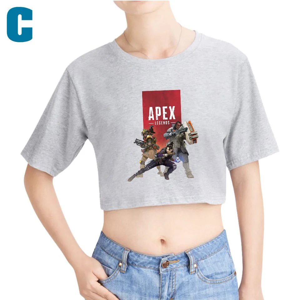 2019 Apex Legends Regular Fit Girls Crewneck Printed Short Sleeves Pollover Women O-Neck Cute Cropped Tees Sexy Summer Tshirts | Женская