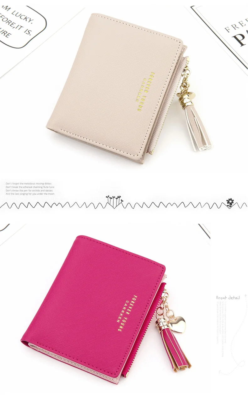 Women Wallet Lovely Short Paragraph Zipper Hasp Purse Small Clutch Fashion Buckle PU Female Wallets Card Holder Coin Storage Bag