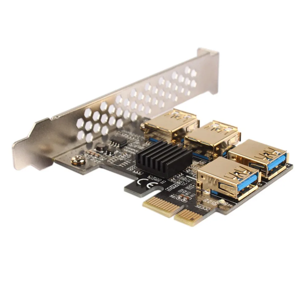PCI E Express Riser Card 1x до 16x1 4 USB 3 0 слот множитель концентратора адаптер для Bitcoin добыча