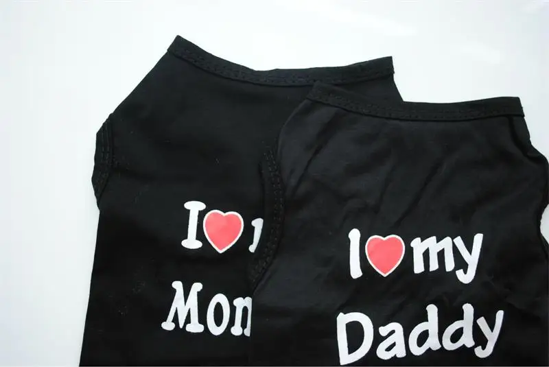 Pet Dog Cloths Spring/Summer Pet Dog Vest T-Shirt Letter I LOVE MY MOMMY Daddy Dog Shirt Pet Clothes For Small Puppy Dogs Cats