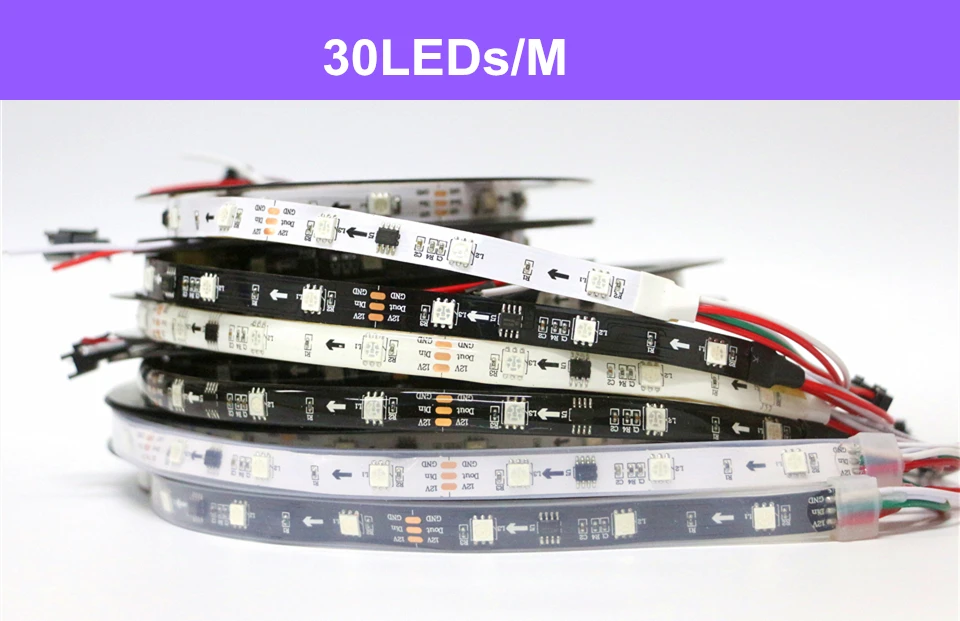 Полноцветная Пиксельная Светодиодная лента WS2811 5050 RGB черная/белая печатная плата