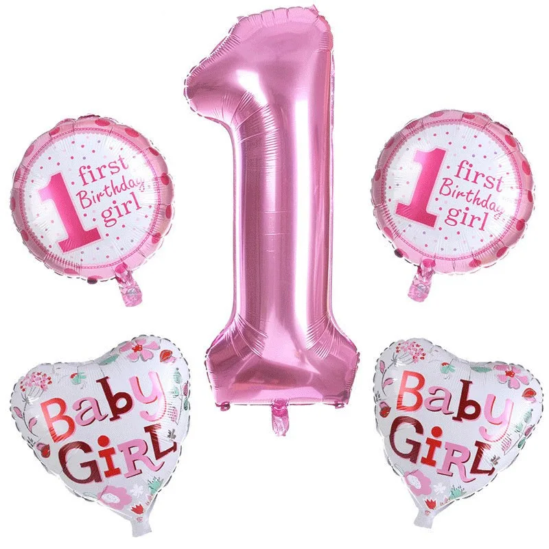 4pcs balloon Блеск один баннер гирлянда из букв ребенок 1-й День рождения 12 месяцев фото плакат первый день рождения украшение один баннер фоторамка - Цвет: 4pcs balloon