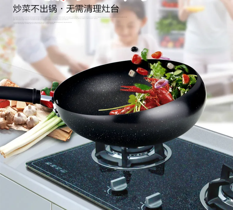 as photo 32 см чугунный вок/Кастрюля/сковорода ручка с вакуумной крышкой кухонная посуда кухонные инструменты - Цвет: as photo