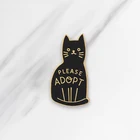 Эмалированные броши в виде черной кошки, булавки на пуговицах для сумки для одежды, пожалуйста, примите значок, ювелирное изделие в виде животного из мультфильма, подарок для друзей