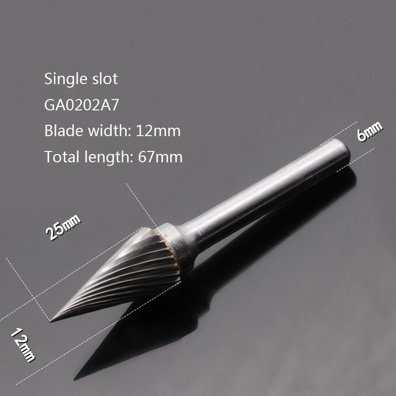 Single slot 12mm Вольфрамовая сталь Шлифовальная головка Карбид роторный расточные фрезы Металл шлифовальный станок M Тип конический наконечник одинарный паз - Цвет: Single slot 12mm