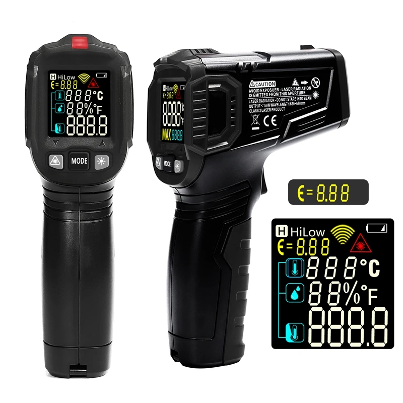 

Non-contact Infrared Digital Thermometer -50-600 Degrees Portable Laser Pyrometer Hygrometer LCD Car Industry Temperature Meter