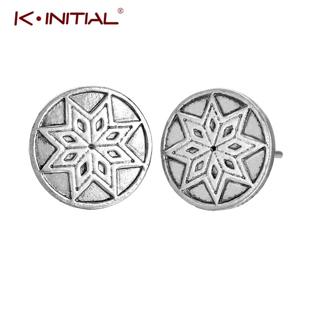 

Kinitial Vintage Gold Slavic Star Stud Earrings For Girls Teens Gift Womens Men Punk Fashion Round Disc Jewelry Wholesale