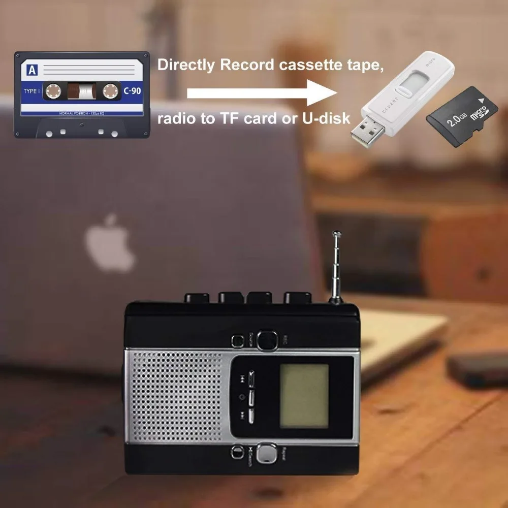 Портативный магнитола Регистраторы кассеты и радио Mp3 конвертер с голосом Запись